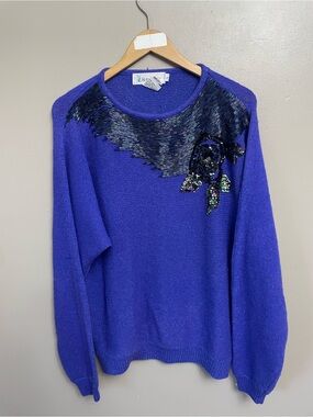 Vintage diversity L lambs wool rabbit hair sweater sequin beading  whimsigoth